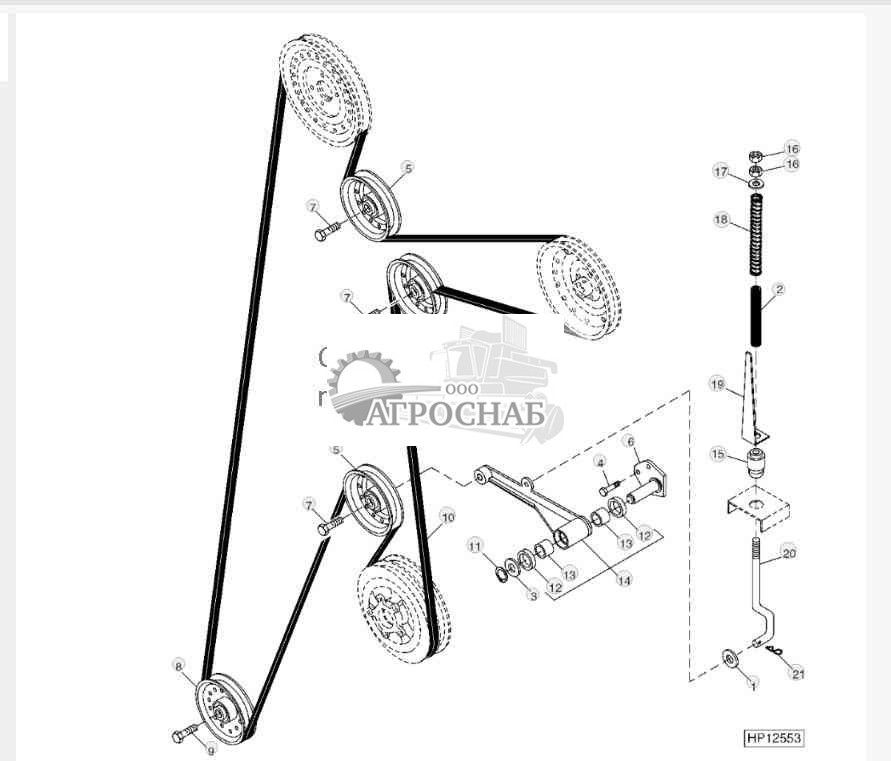 CLEAN GRAIN ELEVATOR DRIVE TIGHTENER AND IDLER 